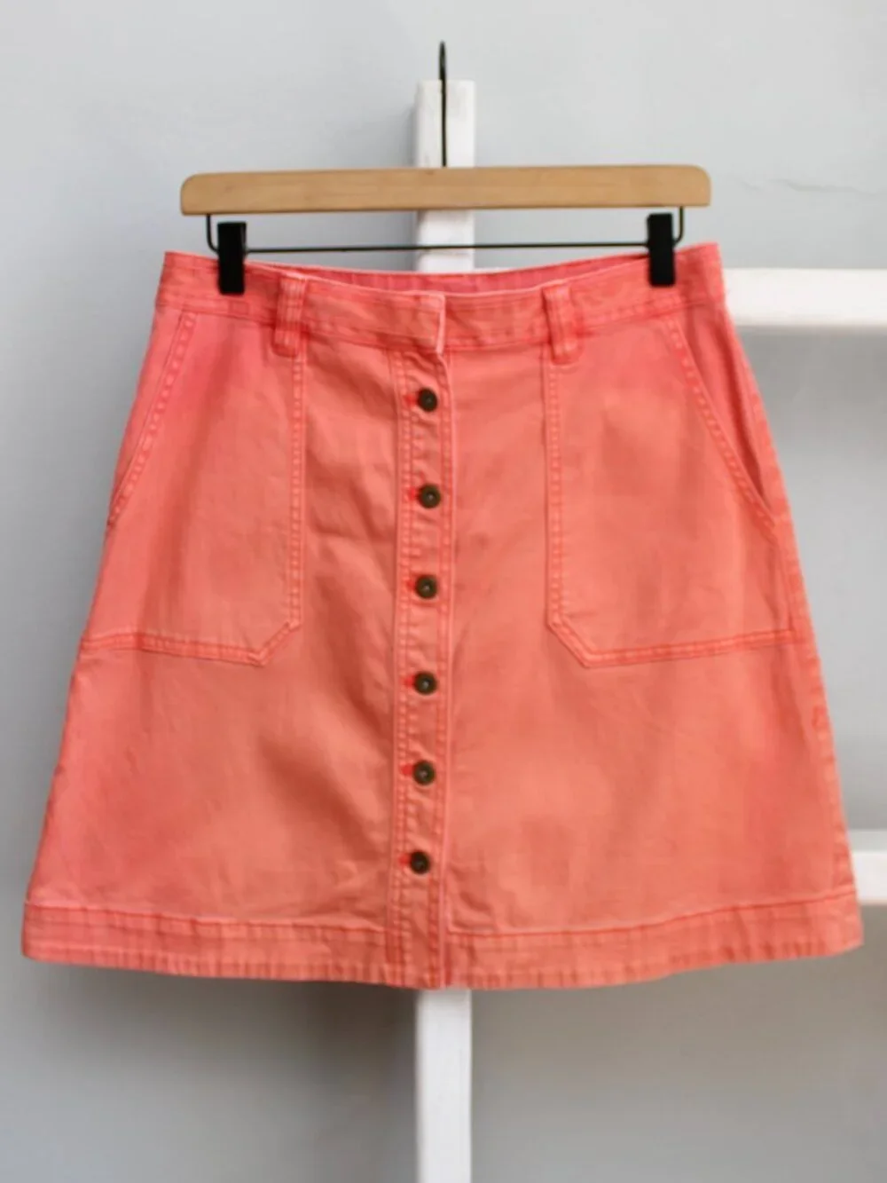 Anthropologie Pilcro & the Letterpress Orange Chino Button Utility Skirt Size 4 - Picture 1 of 6